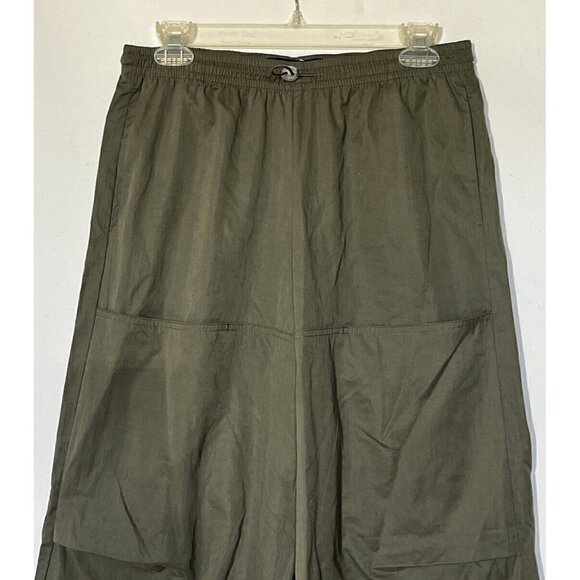 ZARA Grupo Inditex Khaki Olive Green Wide Leg Cargo Baggy Pants Trousers - Picture 7 of 10